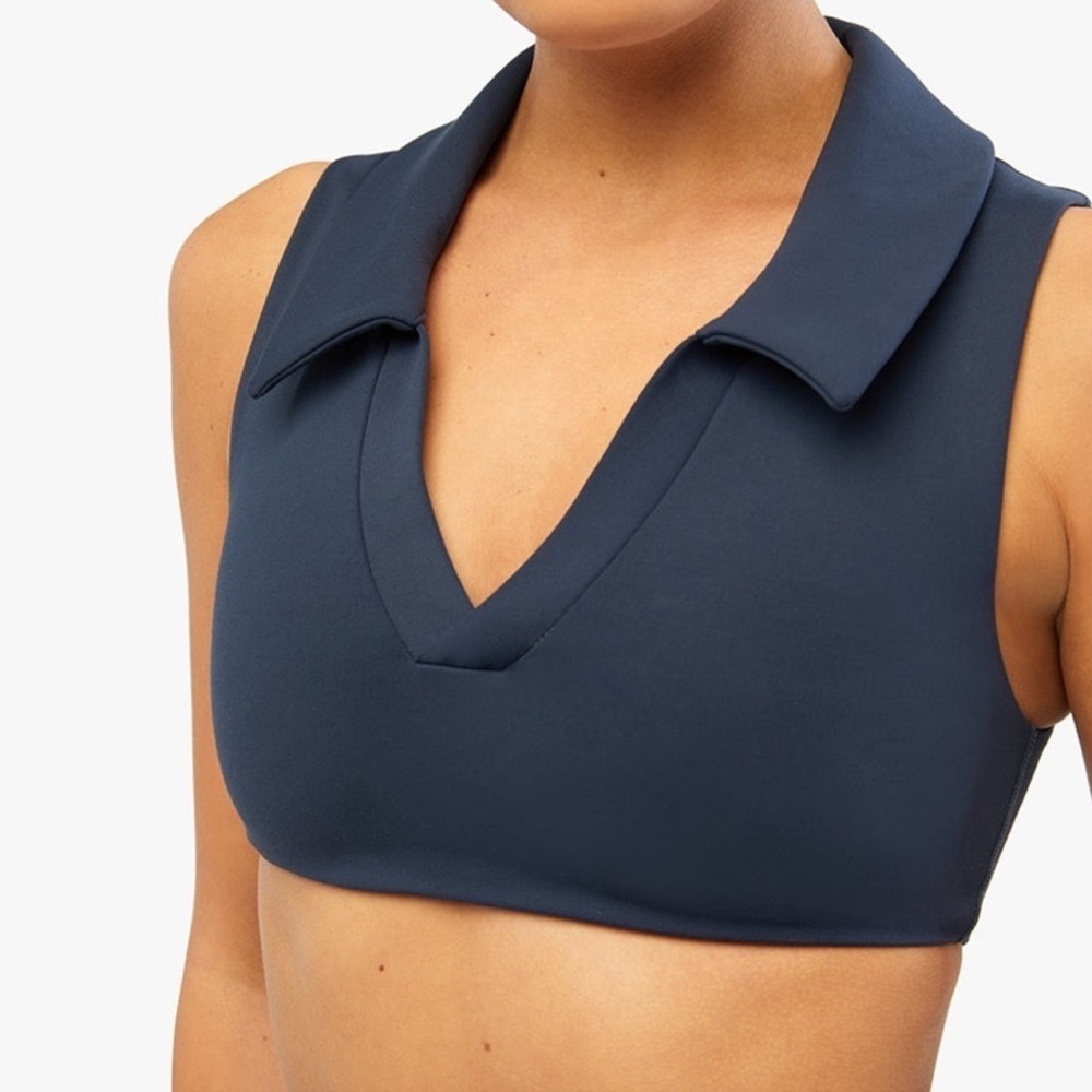 We Wore What Crop Polo Bra Top navy blue - worn once!